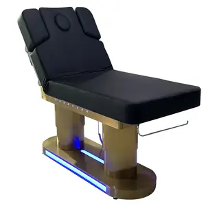 Professional Beauty Salon Luxury Pink Gold Spa Bed Beauty Equipment Smart Electric Cosmetic Table Massage Bed With Led Lighting