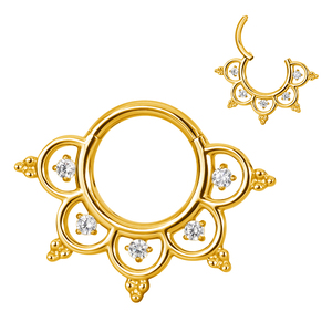 GZN G23 segmento con bisagras de titanio anillo de aro conjunto de punta frontal CZ Pave corazón filigrana Clicker Helix pendiente garra ajuste cuerpo joyería - Product Image 6