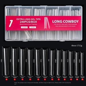 3XL Longues pointes d'ongles à presser françaises, 240 pièces, boîte de pointes d'ongles transparentes extra longues, forme cercueil et ballerine, couvrance totale - Product Image 6