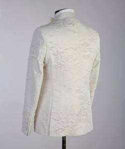 Thợ may làm Mens phù hợp với mỏng phù hợp với 3 mảnh Jacquard trắng phù hợp với TUXEDO 1 nút khăn choàng cổ áo cưới trang phục chính thức <span class=keywords><strong>tux</strong></span> - Product Image 3