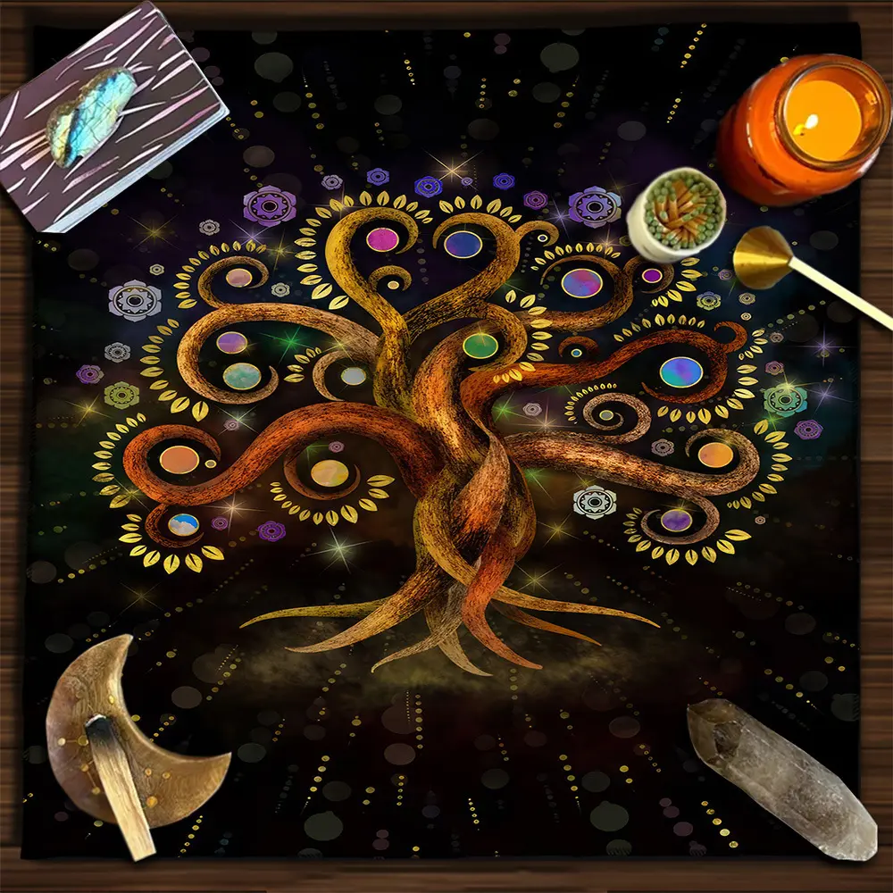 Celtic düğüm sunak bez manevi Rune Pagan Divination Witchcraft Astrology Oracle kart Mat Viking pusula Tarot masa örtüsü
