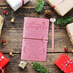 140 Page Thermal Binding Leather Mini Refillable Journal Notebooks Graduation Christmas Birthday Mothers Day Gifts with <b>Pen</b> - Product Image 3