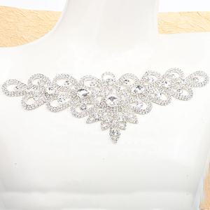 Applique en forme d'ailes en strass de cristal transparent, base métallique décorative, ceinture de mariée, patchs en diamant <span class=keywords><strong>marquise</strong></span>, à coudre sur l'épaule - Product Image 6