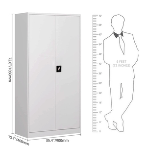 Armario de Almacenamiento de Acero con 2 Puertas de Diseño Moderno, Muebles para el Hogar para Uso en Dormitorio, Cocina y Oficina - Product Image 2