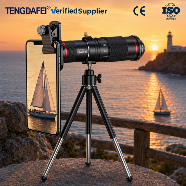 48X HD Mobile Telephoto Lens for Phone Moon Photography Bird Watching Concert Sports Telescope Universal Compatible with Tripod