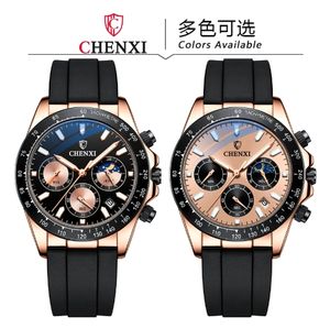 CHENXI 958, reloj de pulsera de negocios a la moda para hombre, reloj hermético para hombre, correa de silicona, cronógrafo de movimiento de cuarzo - Product Image 4