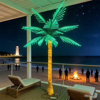 Vente en gros de palmiers artificiels tropicaux LED pour l'extérieur, imperméables IP65, 10 m, avec feuilles en plastique vert, 3 m