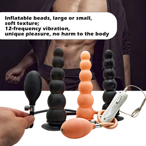Dildo gonflable en silicone avec 6 billes, pompe à ballon, jouet pour lavement <span class=keywords><strong>anal</strong></span>, jouets sexuels pour adultes pour hommes - Product Image 2