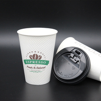Gobelet en papier pour café chaud personnalisable vert gaufré 12 oz 380 ml et gobelet jetable pour boissons froides 16 oz pour utilisation en restaurant