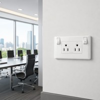 Stopkontak Dinding 6 Lubang Ukuran 120 Standar AS Ganda, 16A 250V, Panel Tersembunyi, Sakelar Kontrol Terpisah dengan Lampu LED Daya untuk Hotel