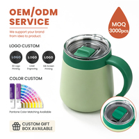 Mug Kopi Stainless Steel Berinsulasi Vakum dengan Logo Kustom, Pegangan Ergonomis, Tutup Geser, Dapat Digunakan Kembali untuk Meja, Rumah, Kantor