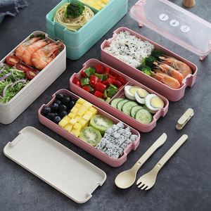 Cheap Leftover Stock Eco Friendly Wheat Three-Layer 1.1L Student Office <b>Microwaved</b> Bento <b>Lunch</b> <b>Box</b> for Kids Bpa Free - Product Image 5
