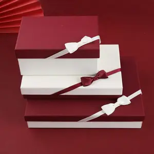 批发定制Logo红色礼品包装盒天地婚礼盒适合客人用包