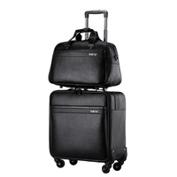 Valise trolley professionnelle en PU avec roues multidirectionnelles, ensemble de 16 pouces, tailles imbriquées, bagage cabine de voyage haut de gamme, étanche