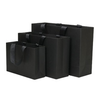 Personnalisé avec Logo Business Noir Emballage Cadeau Ruban Poignées Sac à provisions de luxe Cadeaux Sacs en papier
