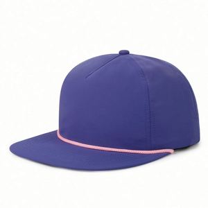Wholesale Custom Five Panel Mens High Mid Profile Crown <b>Flat</b> Brim Bill Quick Dry Snapback Baseball Gorras Caps <b>Hats</b> With Rope - Product Image 6
