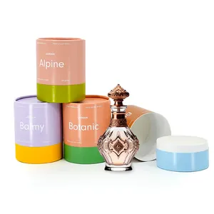 Luxury recyclable fancy colorful rigid craft cardboard round box perfume bottle gift packaging cylinder paper tube