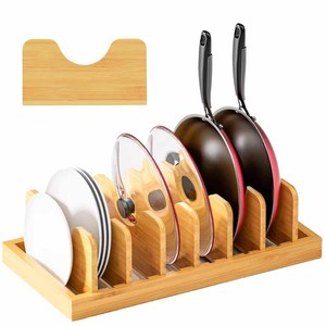 Portabicchieri in bambù regolabile porta cassetti portaoggetti per <span class=keywords><strong>pentole</strong></span> padelle - Product Image 1