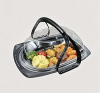 Boîte d'emballage personnalisée jetable anti-buée en plastique PET de qualité alimentaire, étanche, pour poulet rôti et pain