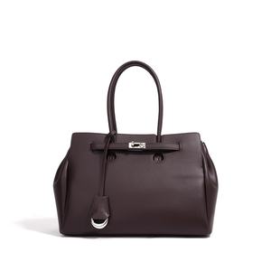 Sac à main de luxe rétro pour femme en cuir véritable avec poignée supérieure, élégant et structuré, sac fourre-tout vintage à bandoulière pour le travail et l'usage quotidien - Product Image 1