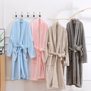 Peignoir long en velours corail, motif ananas, doux, absorbant, épais, vêtements d'intérieur, pyjama, hôtel, <span class=keywords><strong>yukata</strong></span> adulte, vente en gros - Product Image 1