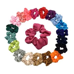 Vente en gros d'élastiques à cheveux en satin rétro pour femmes, multicolores, pour queue de cheval, polyvalents, pour un usage quotidien, bandeaux en tissu - Product Image 3