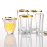 Verre à shot transparent multi-formes avec couvercle en métal doré, personnalisable, petit verre à boire pour bar, fête, cadeau d'entreprise