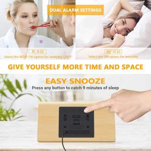 นาฬิกาปลุกดิจิตอล LED แบบตั้งโต๊ะรูปสามเหลี่ยมอเนกประสงค์ทันสมัยพร้อมจอแสดงอุณหภูมิและความชื้น ขายส่ง - Product Image 2