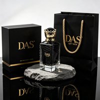 Emballage de parfum, flacons de cologne vides de 100 ml avec bouchon couronne, flacon de parfum carré en verre de luxe avec emballage en boîte et logo personnalisé