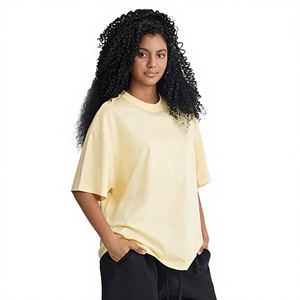 T-shirt décontracté en mélange de coton 220g Sorona Tech Cool Summer à col ras du cou et manches courtes, coupe ample, épaules tombantes, tenue de couple personnalisable - Product Image 1