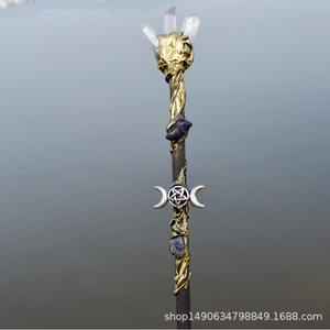 Baguette magique en cristal <span class=keywords><strong>de</strong></span> sucre à tête unique, élément améthyste, baguette <span class=keywords><strong>de</strong></span> fée, accessoires lune soleil, baguette magique - Product Image 4