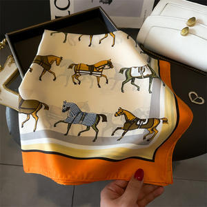 جودة عالية فاخرة تصميم الحصان نمط المطبوعة العصابات الحرير منديل 70*70 متعدد الوظائف أغطية الرأس وشاح مربع الشعر - Product Image 2