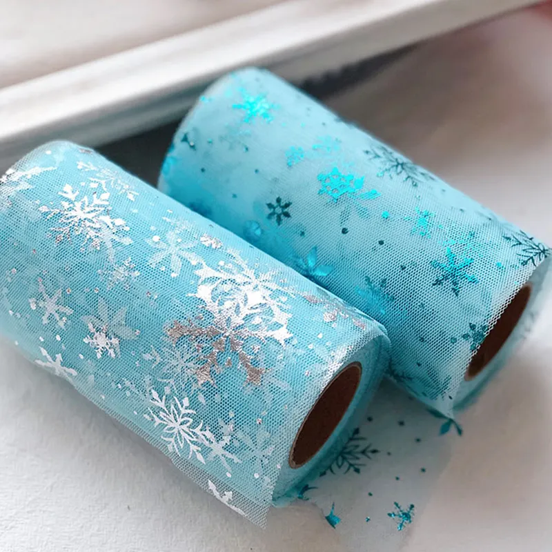 Sneeuwvlok Mesh Tulle Roll Voor Prinses Blauw Serie En Kinderen Haar Clip Accessoires