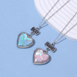 Collana con ciondolo a cuore per bambini con foto nascosta e paillettes, a forma di cuore, con olio a goccia, di gran moda - Product Image 5