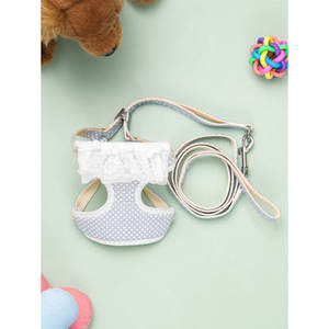 Set di imbracatura per animali di lusso in pizzo riflettente corda di piombo piccolo grande XL gatto tattico riflettente animale cotone poliestere Nylon - Product Image 1