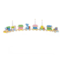 Ensemble de train de bloc de bougeoir de fête d'anniversaire coloré en bois avec 1-6 numéros