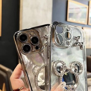 Nuovo cartone animato Mouse testa farfalla orso diamante placcato cassa del telefono con specchio per iPhone 16 15 Pro Max 14 13 <span class=keywords><strong>Cover</strong></span> posteriore morbida - Product Image 5