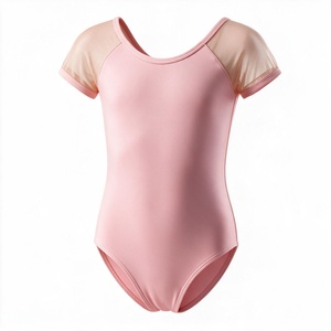 Justaucorps de ballet pour filles, manches courtes en maille, dos ajouré, tenue de danse d'entraînement, costume de scène de gymnastique - Product Image 2