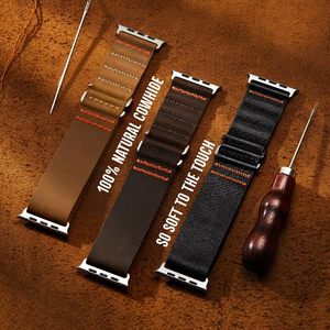 Suitisbest Bandas de cuero genuino de grano superior para <span class=keywords><strong>Apple</strong></span> <span class=keywords><strong>Watch</strong></span> S-Hook Correa Compatible Series 10 <span class=keywords><strong>Ultra</strong></span> SE 9 8 7 6 5 4 3; Transpirable - Product Image 4