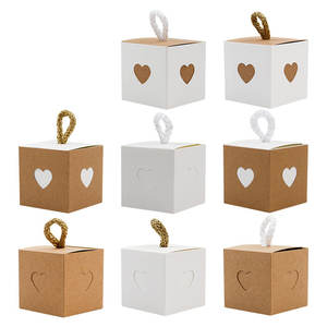 Boîtes en papier kraft pour bonbons et biscuits, forme cœur ajourée, pour faveurs de mariage, décorations de fête prénatale, emballage <span class=keywords><strong>cadeau</strong></span> - Product Image 1
