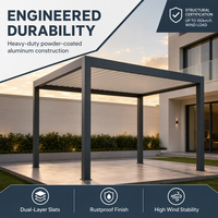 Pergola Bioclimatique à Lames Orientables Motorisées, Structure en Aluminium Enduit de Poudre Durable pour Terrasse et Espace de Loisirs