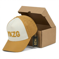 Casquette de baseball A-Frame 5 panneaux bicolore avec broderie 3D en relief et perforations découpées au laser, style sport et mode, marque privée, en boîte