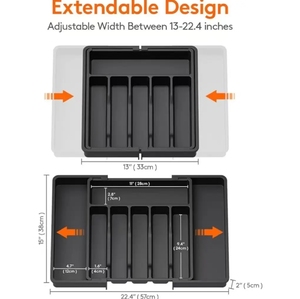 Hot Selling Expandable Utensil Tray for Kitchen Adjustable <b>Plastic</b> Storage for Spoons Forks Knives - Product Image 5