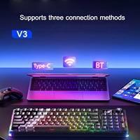 AULA F98Pro V3 Mechanical Keyboard Rotate Button RGB Backlight Screen Knob Tri-Modes Game E-sports Special Carved 99 Keycaps