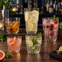 Verre Collins empilable commercial rayé pour cocktails, vin, bière, bar, KTV, restaurant, hôtel – Vente en gros