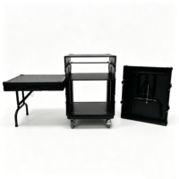 Flight case OEM démontable 8U sur roulettes pour amplificateur avec 2 portes fusionnables, loquets de sécurité et 2 tables DJ