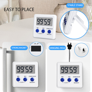 เครื่องจับเวลาแบบนับ<span class=keywords><strong>ถอยหลัง</strong></span>และนับขึ้นแบบดิจิตอลพร้อมจอ LCD ขนาดใหญ่และแม่เหล็กแรงสูง สีขาว - Product Image 6