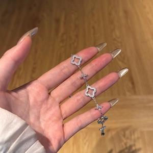 Dylam Trendy Design Charm Jewellery 925 <strong>Sterling</strong> <strong>Silver</strong> Link Chain 5A Zircon Four Leaf Clover Lucky Bangles <strong>Bracelets</strong> for <strong>Women</strong> - Product Image 4