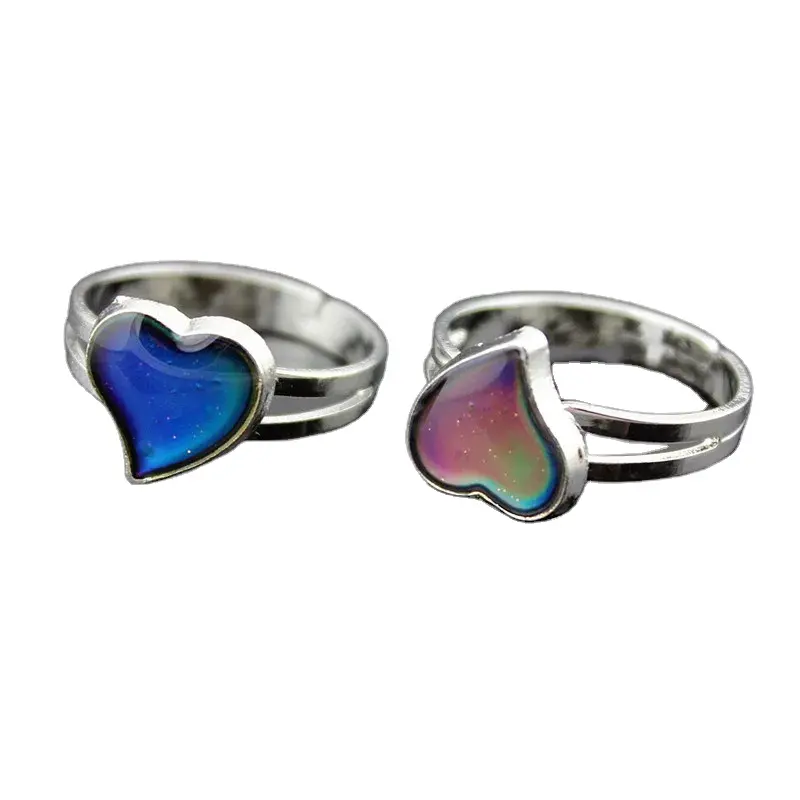 Lw80284 Groothandel Mode Sieraden Verstelbare Hartvormige Ring Kleurwisselring