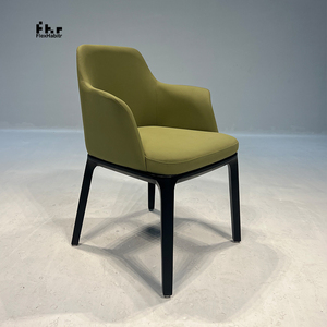 Sillón de Comedor Tapizado Contemporáneo con Estructura de Madera Maciza Negra y Verde Oliva para Uso Comercial en Hoteles y Cafeterías - Product Image 3